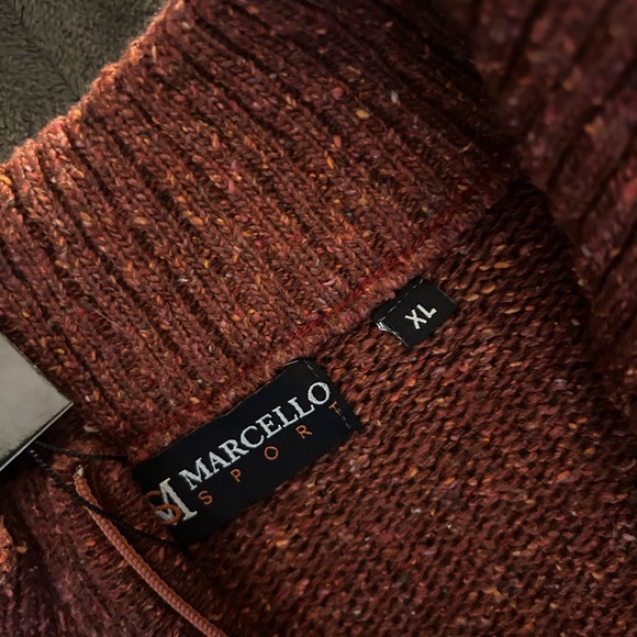 Marcello Sport V Neck Golf Sweater Vest Men's Zip-Up Maroon X-Large - Picture 7 of 7